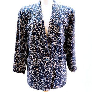 SFA Salon Z Lightweight Long Blazer Navy & Camel